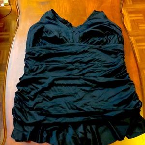 Black, cross back bathing suit